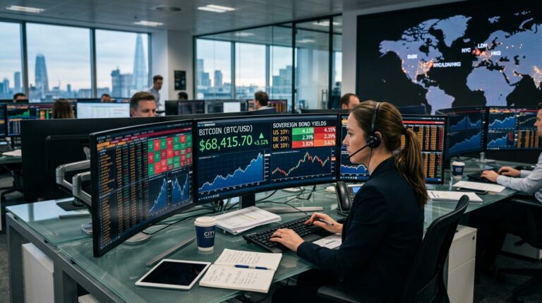 Woman on desk in a office